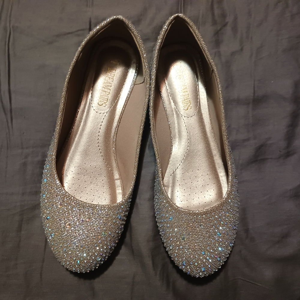 Gold Rhinestone Women's Flats